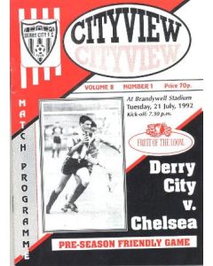 Derry City v Chelsea official programme 21/07/1992 Pre-Season Friendly Game