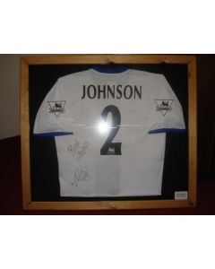 Glen Johnson's match worn shirt in Chelsea v Arsenal match on 18/10/2003, Season 2003-2004, framed