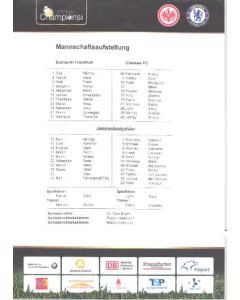 Eintracht Frankfurt v Chelsea official colour teamsheet 01/08/2010