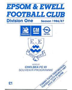 Epsom & Ewell vChelsea XI official programme 10/03/1987