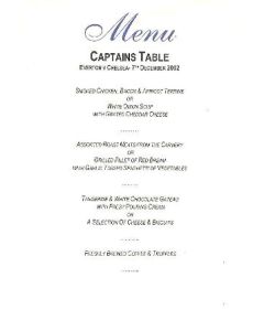 Everton v Chelsea menu 07/12/2002