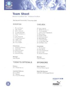 Everton v Chelsea official teamsheet 07/12/2002