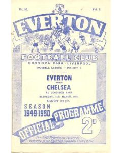 Everton vChelsea official programme 11/03/1950