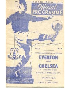 Everton vChelsea official programme 12/04/1947