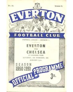 Everton vChelsea official programme 17/02/1951