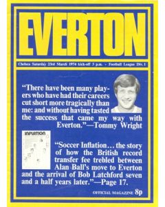 Everton v Chelsea official programme 23/03/1974
