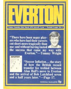 Everton vChelsea official programme 23/03/1974