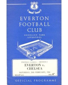 Everton vChelsea official programme 26/02/1966