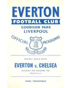 Everton vChelsea official programme 29/11/1958