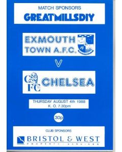 Exmouth Town vChelsea official programme 04/08/1988