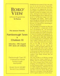 Farnborough Town vChelsea XI official programme 10/08/1991