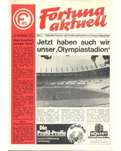 Fortuna Dusseldorf vChelsea official programme 12/09/1972 in German