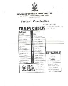 Fulham Reserves vChelsea Reserves official programme 17/12/1985