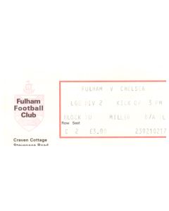 Fulham v Chelsea Football Ticket