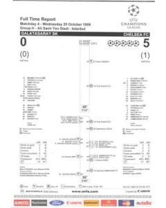 Galatasaray v Chelsea Full Time Report 20/10/1999 Champions League
