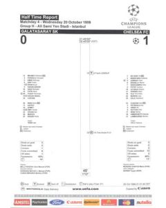 Galatasaray v Chelsea Half Time Report 20/10/1999 Champions League