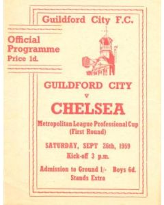 Guildford City vChelsea official programme 26/09/1959 Very Rare!
