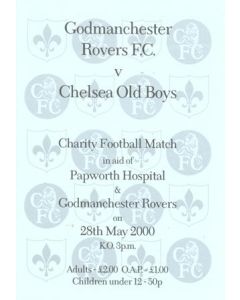 Godmanchester Rovers vChelsea Old Boys official programme 28/05/2000 Charity Match