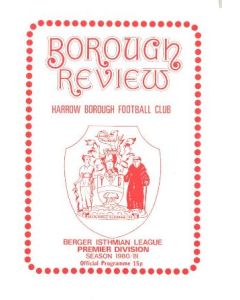Harrow Borough vChelsea official programme 11/08/1980