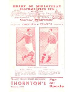 Heart of Midlothian vChelsea official programme 21/04/1947