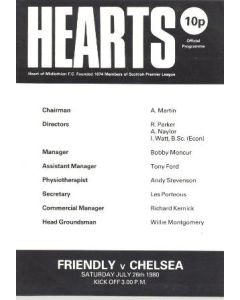 Heart of Midlothian vChelsea Friendly Match official programme 26/07/1980