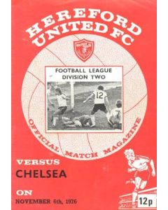 1976 Hereford United v Chelsea football programme