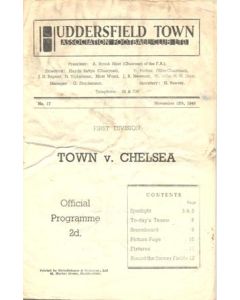 Huddersfield Town vChelsea official programme 12/11/1949