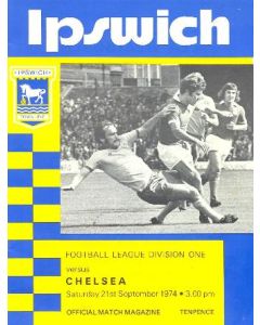 Ipswich Town vChelsea official programme 21/09/1974