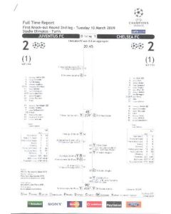 Juventus v Chelsea Champions League Final in Turin on 10/03/2009 Full Time Report