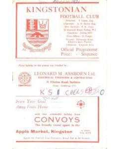 Kingstonian vChelsea official programme 30/03/1971