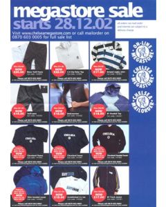 Chelsea Megastore Sale leaflet of 28/12/2002