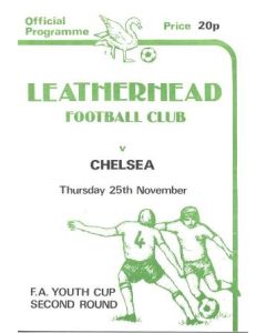 Leatherhead vChelsea official programme 25/11/1982 Youth Cup Second Round