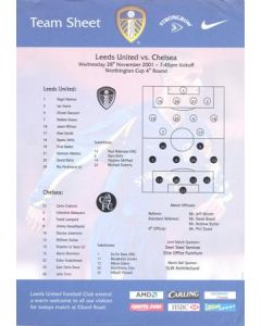 Leeds v Chelsea official colour teamsheet 28/11/2001