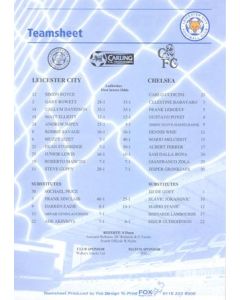 Leicester City v Chelsea official colour teamsheet