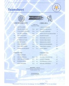 Leicester City v Chelsea official colour teamsheet