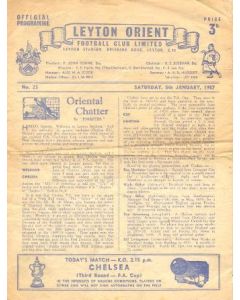 Leyton Orient vChelsea official programme 05/01/1957