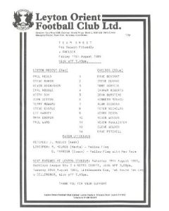 Leyton Orient vChelsea official programme 11/08/1989