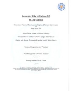 Leicester City v Chelsea menu 11/01/2004