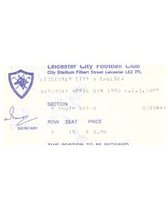 1980 Leicester v Chelsea Football Ticket