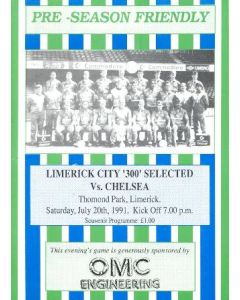 Limerick City vChelsea official programme 20/07/1991