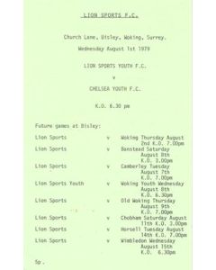 Lion Sports v Chelsea Football Programme