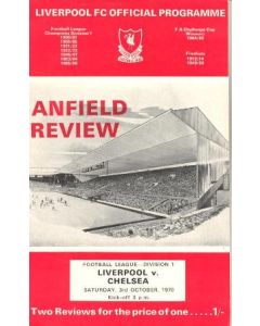 Liverpool vChelsea official programme 03/10/1970