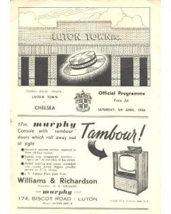 Luton Town vChelsea official programme 05/04/1958