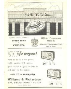 Luton Town vChelsea official programme 17/10/1959