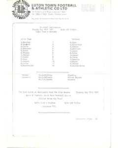 Luton Town v Chelsea Reserves official colour teamsheet 16/05/1983 Football Combination