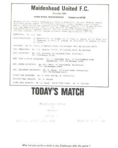 Maidenhead vChelsea official programme 21/03/1981