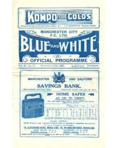 Manchester City vChelsea official programme 12/11/1927
