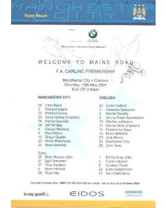 Manchester City v Chelsea signed teamsheet 19/05/2001 Premier League