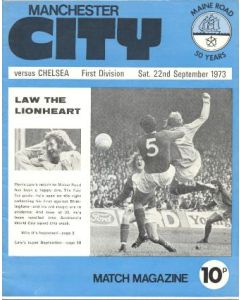 Manchester City vChelsea official programme 22/09/1973