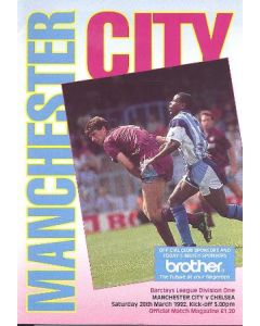 Manchester City vChelsea official programme 28/03/1992